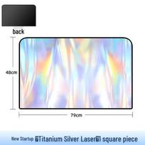 Laser Iridescent Magnetic Car Sunshade - Opaque Titanium Silver Reflective Fabric for Side Windows