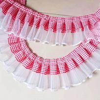 7CM Wide Plaid Pleated Cloth Tulle Lace Ruffle Ribbon Edge Trim For Collar Applique Sewing Guipure Supplies Sofa Curtain Diy 1 Yard