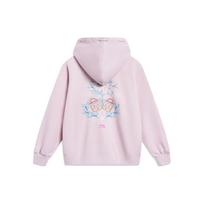 Li-Ning Floral Pattern Hooded Pullover Sweatshirt Women tops Lotus-Pink Purple AWDT380-4 XXL