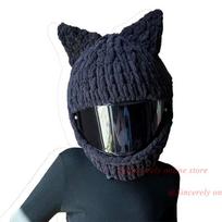 Naujas motociklo šalmo užvalkalas Mielos katės ausytės Šalmo megztas užvalkalas Rankų darbo storas aksominis skrybėlės užvalkalas Moterims Merginoms Cosplay stiliui