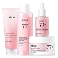 ANUA persikų 70% su niacinamidu skaistinanti odos priežiūros rinkinys (Valomasis putokšlis 150ml + Esencijos tonikas 250ml + Serumas 30ml + Kremas 50ml)