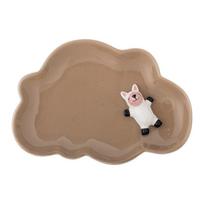 Rudos spalvos iš akmens masės vaikiška lėkštė 14x20 cm Dolly – Bloomingville Mini