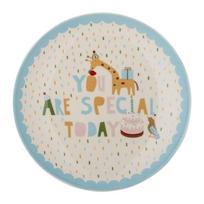 Šviesiai mėlynos spalvos/kreminės spalvos iš akmens masės vaikiška lėkštė ø 16 cm Celebrate – Bloomingville Mini
