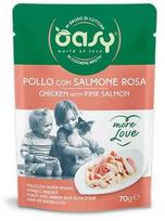 Kačių maistas - Oasy More Love Vištiena su Lašiša Šlapias Kačių Maistas 70g