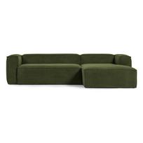 Iš kordinio velveto kampinė sofa žalios spalvos (su dešiniuoju kampu) Blok – Kave Home