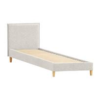 Smėlio spalvos viengulė lova audiniu dengta su lovos grotelėmis 90x200 cm Tina – Ropez