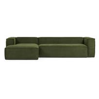 Žalios spalvos iš kordinio velveto kampinė sofa (su kairiuoju kampu/su gultu) Blok – Kave Home