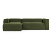 Žalios spalvos kampinė sofa iš kordinio velveto (su kairiuoju kampu/su gultu) Blok – Kave Home