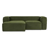 Kampinė sofa žalios spalvos iš kordinio velveto (su kairiuoju kampu) Blok – Kave Home