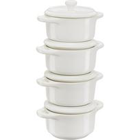 Staub Mini Cocotte Set 4-tlg. rund, Keramik, elfenbein-weiß (1009383)
