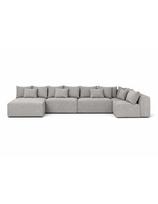 LIVING 3C1 SU ŠEZLONGU MAXI S (449X227cm) modulinis komplektuojamas  minkštas kampas
