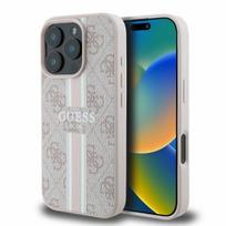 GUESS GUHMP16LP4RPSP iPhone 16 Pro 6.3" pink hard case with 4G Printed Stripes and MagSafe compatibility