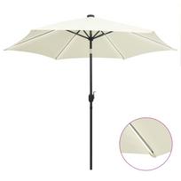 Sodo skėtis su LED ir aliuminio stulpu, smėlio baltas, 300cm