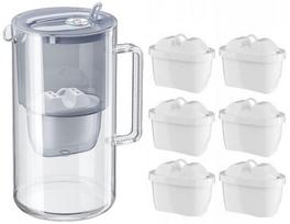 Vandens filtravimo ąsotis Aquaphor Glass 2,5L, pilkas, su 6 vnt vandens filtrų