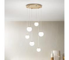 Ondaluce - LED liustra ant laido SANTOS LED/48W/230V, skersmuo 45 cm, auksinė/balta