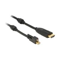 DELOCK Kabel mini Displayport 1.2 Stecker mit Schraube > HDMI Stecker 4K Aktiv schwarz 5 m