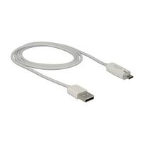 DELOCK Kabel USB 2.0 A Stecker > USB 2.0 Micro B Stecker mit LED Anzeige fr Ladestatus weiss 1.0 m