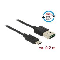 DELOCK Kabel EASY-USB 2.0 Typ-A Stecker > EASY-USB 2.0 Typ Micro-B Stecker schwarz 20 cm
