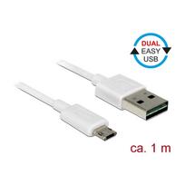 DELOCK Kabel EASY-USB 2.0 Typ-A Stecker > EASY-USB 2.0 Typ Micro-B Stecker weiss 1 m