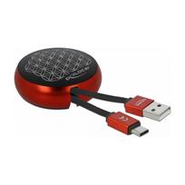 DELOCK cable USB-A/M to USB-C/M 2.0 black/red retractable 92cm
