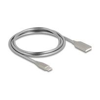 DELOCK USB 2.0 Kabel mit Metallmantel USB Typ-A Stecker zu USB Type-C Stecker PD 3.0 60 W 1m silber