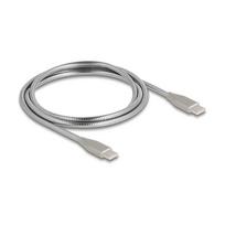 DELOCK USB-C Kabel USB 2.0mit Metallmantel USB Type-C Stecker zu Stecker PD 3.0 60 W 1m silber