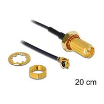 DELOCK HF RP-SMA Buchse zum Einbau > MHF/U.FL-LP-068 kompatibler Stecker 200mm 1.13 spritzwassergeschtzt