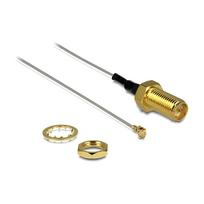 DELOCK HF RP-SMA Buchse zum Einbau > MHF/U.FL-LP-088 kompatibler Stecker 200mm Gewindelnge 10mm 1.37