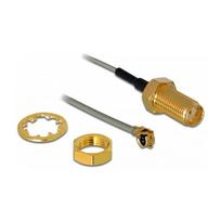DELOCK HF Antennenkabel SMA Buchse zum Einbau MHF/U.FL-LP-068 kompatibler Stecker 1 m Gewindelnge 10 mm 1.13 Delock