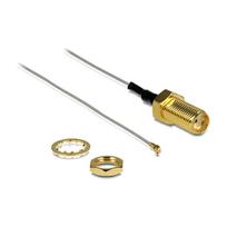 DELOCK Antennenkabel SMA Buchse zum Einbau > MHF III /U.FL-LP-040 kompatibler Stecker 200mm 0.81 Gewindelnge 10mm