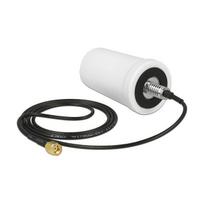 DELOCK WLAN 802.11 ac/a/h/b/g/n Antenne RP-SMA Stecker 1.4 - 3dBi omnidirektional mit Anschlusskabel ULA 100 1m weiss outdoor