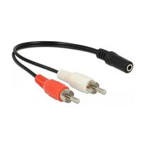 DELOCK Audio Kabel 2 x Cinchstecker zu 1 x 3.5 mm 3 Pin Klinkenbuchse 20 cm