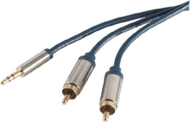 shiverpeaks sp-PROFESSIONAL Audio-Kabel 0,75 m 3.5mm 2 x RCA Blau - Chrom (SP30831-SLIM)