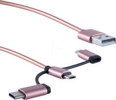 shiverpeaks BS14-50074 USB Kabel 1 m USB 2.0 USB A USB C/Micro-USB B/Lightning Roségold (BS14-50074)