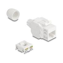 Keystone Modul RJ45 Buchse zu LSA Cat.6A UTP 180° werkzeugfrei mit Kabelverschraubung