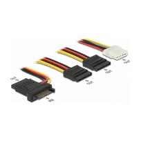 Stromkabel SATA 15 Pin Stecker > 3 x SATA Buchse + 1 x Molex 4 Pin Buchse 20 cm (PCB)