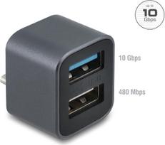 Delock Mini USB Hub USB Type-C™ Stecker zu 1 x USB 10Gbps USB Typ-A und 1 x USB 2.0 Typ-A (64359)