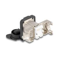 D-Typ RJ45 Einbaubuchse mit LSA Anschluss Cat.6A STP mit Schutzkappe IP66 staub- und wasserdicht
