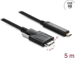 Delock Aktives Optisches Kabel USB 10Gbps USB Type-C™ Stecker zu Typ Micro-B Stecker mit Schrauben 5 m (83623)