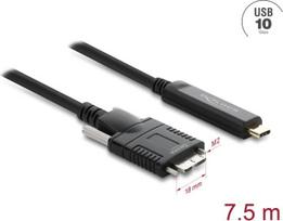 Delock Aktives Optisches Kabel USB 10Gbps USB Type-C™ Stecker zu Typ Micro-B Stecker mit Schrauben 7,5 m (83629)