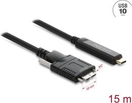 Delock Aktives Optisches Kabel USB 10Gbps USB Type-C™ Stecker zu Typ Micro-B Stecker mit Schrauben 15 m (83681)