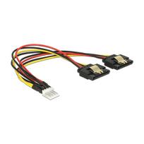 Kabel Power Floppy 4 Pin Stecker > 2 x SATA 15 Pin Buchse Metall 20 cm