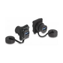 D-Typ Modul USB 5Gbps Typ-A Buchse zu USB 5Gbps Typ-A Buchse mit Verschlusskappe IP67 staub- und wasserdicht