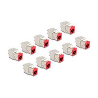 Keystone Modul RJ45 Buchse zu LSA Cat.6A werkzeugfrei rot Set 10 Stück