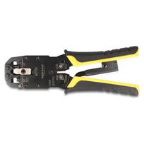 Universelle Crimpzange mit Abisolierer für 10P (RJ50), 8P (RJ45), 6P (RJ12/11), 6P DEC oder 4P Modular Stecker