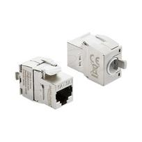 Keystone Modul RJ45 Buchse zu LSA Cat.6A werkzeugfrei geschirmt Metall silber / weiß