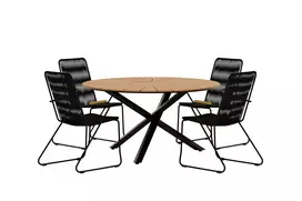 Mexico Table - Black with 4 Bois Chair - Black