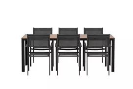 Bois Table - Nature with 6 Copacabana Chair - Black