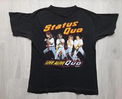 Vintažiniai 1992 m. Status Quo Live Alive Quo Juodi visų dydžių marškinėliai AL315 Unisex marškinėliai XXL