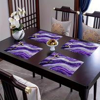 4 vnt. violetinio marmuro agato su blizgučiais poliesterio padėkliukų rinkinys, minimalistinio ir prabangaus stiliaus, dydis 12x18 colių 4pcs